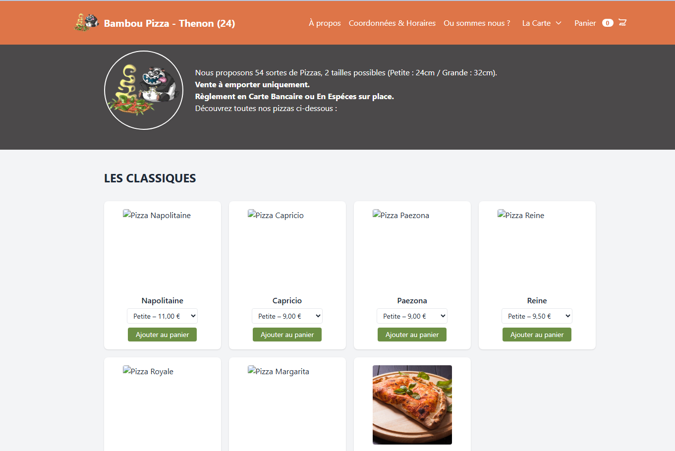 Site vitrine pizzeria